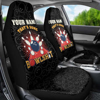 Flaming Bowling Ball Car Seat Cover with Strike Explosion and Funny Quote Graphic on Bowling - Wonder Print Shop