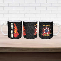Flaming Bowling Ball Ceramic Mug with Strike Explosion and Funny Quote Graphic on Bowling - Wonder Print Shop