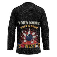 Flaming Bowling Ball Hockey Jersey with Strike Explosion and Funny Quote Graphic on Bowling - Wonder Print Shop