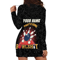 Flaming Bowling Ball Hoodie Dress with Strike Explosion and Funny Quote Graphic on Bowling - Wonder Print Shop