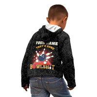 Flaming Bowling Ball Kid Hoodie with Strike Explosion and Funny Quote Graphic on Bowling - Wonder Print Shop