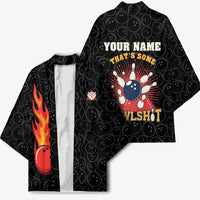Flaming Bowling Ball Kimono with Strike Explosion and Funny Quote Graphic on Bowling - Wonder Print Shop