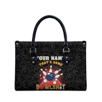 Flaming Bowling Ball Leather Bag with Strike Explosion and Funny Quote Graphic on Bowling - Wonder Print Shop