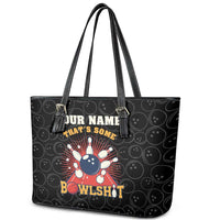 Flaming Bowling Ball Leather Tote Bag with Strike Explosion and Funny Quote Graphic on Bowling - Wonder Print Shop