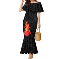 Flaming Bowling Ball Mermaid Dress with Strike Explosion and Funny Quote Graphic on Bowling - Wonder Print Shop