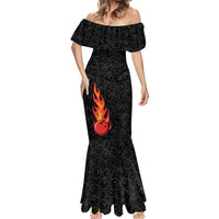 Flaming Bowling Ball Mermaid Dress with Strike Explosion and Funny Quote Graphic on Bowling - Wonder Print Shop