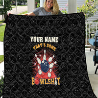 Flaming Bowling Ball Quilt with Strike Explosion and Funny Quote Graphic on Bowling - Wonder Print Shop