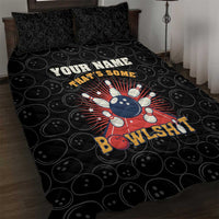 Flaming Bowling Ball Quilt Bed Set with Strike Explosion and Funny Quote Graphic on Bowling - Wonder Print Shop