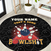 Flaming Bowling Ball Round Carpet with Strike Explosion and Funny Quote Graphic on Bowling - Wonder Print Shop