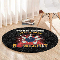 Flaming Bowling Ball Round Carpet with Strike Explosion and Funny Quote Graphic on Bowling - Wonder Print Shop