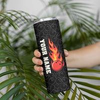 Flaming Bowling Ball Skinny Tumbler with Strike Explosion and Funny Quote Graphic on Bowling - Wonder Print Shop