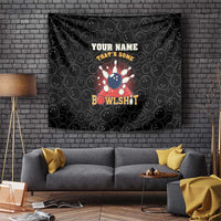 Flaming Bowling Ball Tapestry with Strike Explosion and Funny Quote Graphic on Bowling - Wonder Print Shop