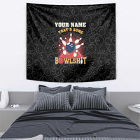 Flaming Bowling Ball Tapestry with Strike Explosion and Funny Quote Graphic on Bowling - Wonder Print Shop
