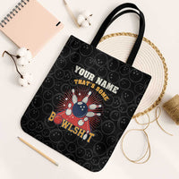 Flaming Bowling Ball Tote Bag with Strike Explosion and Funny Quote Graphic on Bowling - Wonder Print Shop