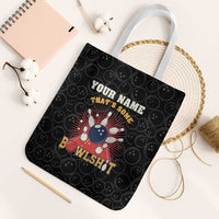 Flaming Bowling Ball Tote Bag with Strike Explosion and Funny Quote Graphic on Bowling - Wonder Print Shop