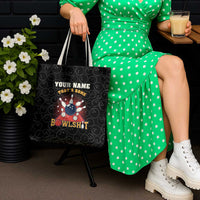 Flaming Bowling Ball Tote Bag with Strike Explosion and Funny Quote Graphic on Bowling - Wonder Print Shop