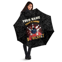 Flaming Bowling Ball Umbrella with Strike Explosion and Funny Quote Graphic on Bowling - Wonder Print Shop