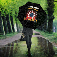 Flaming Bowling Ball Umbrella with Strike Explosion and Funny Quote Graphic on Bowling - Wonder Print Shop