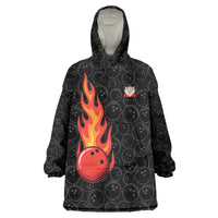 Flaming Bowling Ball Wearable Blanket Hoodie with Strike Explosion and Funny Quote Graphic on Bowling - Wonder Print Shop