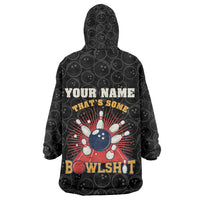 Flaming Bowling Ball Wearable Blanket Hoodie with Strike Explosion and Funny Quote Graphic on Bowling - Wonder Print Shop