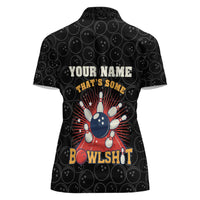 Flaming Bowling Ball Women Polo Shirt with Strike Explosion and Funny Quote Graphic on Bowling - Wonder Print Shop