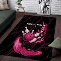 Pink Flaming Bowling Ball and Pins Area Rug with Lightning Effect Graphic Design - Wonder Print Shop