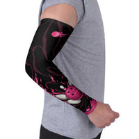 Pink Flaming Bowling Ball and Pins Arm Sleeves with Lightning Effect Graphic Design - Wonder Print Shop