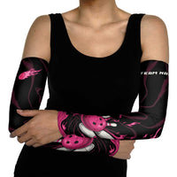Pink Flaming Bowling Ball and Pins Arm Sleeves with Lightning Effect Graphic Design - Wonder Print Shop