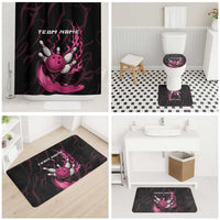 Pink Flaming Bowling Ball and Pins Bathroom Set with Lightning Effect Graphic Design - Wonder Print Shop