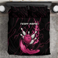 Pink Flaming Bowling Ball and Pins Bedding Set with Lightning Effect Graphic Design - Wonder Print Shop