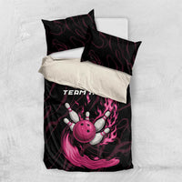 Pink Flaming Bowling Ball and Pins Bedding Set with Lightning Effect Graphic Design - Wonder Print Shop