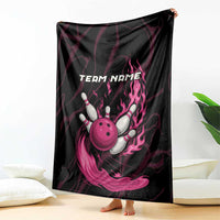 Pink Flaming Bowling Ball and Pins Blanket with Lightning Effect Graphic Design - Wonder Print Shop