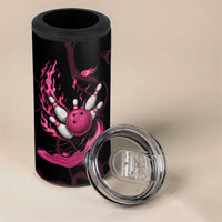 Pink Flaming Bowling Ball and Pins 4 in 1 Can Cooler Tumbler with Lightning Effect Graphic Design - Wonder Print Shop