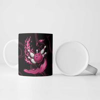 Pink Flaming Bowling Ball and Pins Ceramic Mug with Lightning Effect Graphic Design - Wonder Print Shop