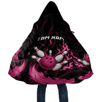 Pink Flaming Bowling Ball and Pins Cloak with Lightning Effect Graphic Design - Wonder Print Shop
