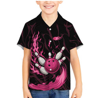 Pink Flaming Bowling Ball and Pins Family Matching Mermaid Dress and Hawaiian Shirt with Lightning Effect Graphic Design - Wonder Print Shop