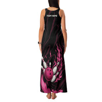 Pink Flaming Bowling Ball and Pins Family Matching Tank Maxi Dress and Hawaiian Shirt with Lightning Effect Graphic Design - Wonder Print Shop