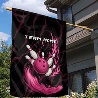 Pink Flaming Bowling Ball and Pins Garden Flag with Lightning Effect Graphic Design - Wonder Print Shop