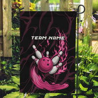 Pink Flaming Bowling Ball and Pins Garden Flag with Lightning Effect Graphic Design - Wonder Print Shop