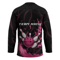 Pink Flaming Bowling Ball and Pins Hockey Jersey with Lightning Effect Graphic Design - Wonder Print Shop