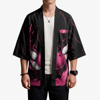 Pink Flaming Bowling Ball and Pins Kimono with Lightning Effect Graphic Design - Wonder Print Shop
