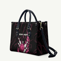 Pink Flaming Bowling Ball and Pins Leather Bag with Lightning Effect Graphic Design - Wonder Print Shop