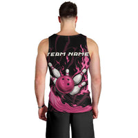 Pink Flaming Bowling Ball and Pins Men Tank Top with Lightning Effect Graphic Design - Wonder Print Shop
