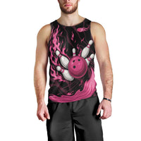 Pink Flaming Bowling Ball and Pins Men Tank Top with Lightning Effect Graphic Design - Wonder Print Shop