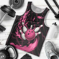 Pink Flaming Bowling Ball and Pins Men Tank Top with Lightning Effect Graphic Design - Wonder Print Shop
