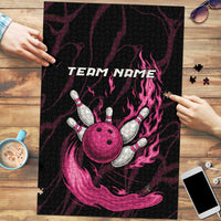 Pink Flaming Bowling Ball and Pins Puzzle with Lightning Effect Graphic Design - Wonder Print Shop