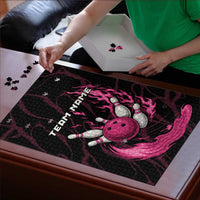 Pink Flaming Bowling Ball and Pins Puzzle with Lightning Effect Graphic Design - Wonder Print Shop