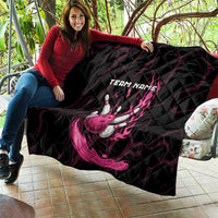 Pink Flaming Bowling Ball and Pins Quilt with Lightning Effect Graphic Design - Wonder Print Shop