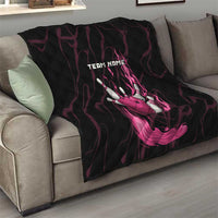 Pink Flaming Bowling Ball and Pins Quilt with Lightning Effect Graphic Design - Wonder Print Shop