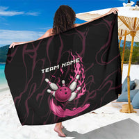 Pink Flaming Bowling Ball and Pins Sarong with Lightning Effect Graphic Design - Wonder Print Shop